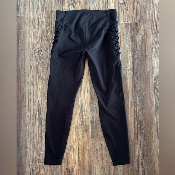 All in Motion Black Brushed Sculpt High Rise Leggings Womens L Criss Cross Sides - Picture 3 of 10